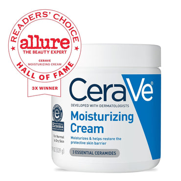 CeraVe Crema Hidratante | Rostro y Cuerpo – Ácido Hialurónico + 3 Ceramidas, 24 h Hidratación, Sin Fragancia, No Comedogénica, 19 oz