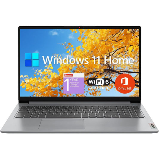 Lenovo Ideapad 1 Student Laptop 15.6” FHD – Intel Celeron N4500, 12GB RAM, 512GB SSD + 128GB eMMC, Wi-Fi 6, Windows 11 Home, 1 Año Office 365 – Grey