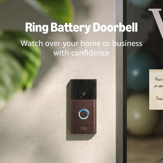 Ring Battery Doorbell – Timbre Inteligente Inalámbrico con Video en HD, Detección de Movimiento, Conversación Bidireccional y Batería Recargable (Último Modelo, Color Bronze)