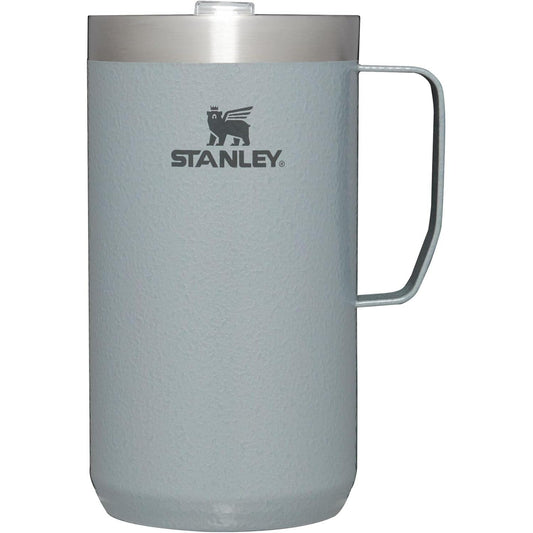 Stay-Hot Camp Mug 24 Oz | Press Fit Drink through Lid | Cup for Coffee, Tea and Drinks | Insulated Stainless Steel Coffee Mug | Bpa-Free | Hammertone Silver
