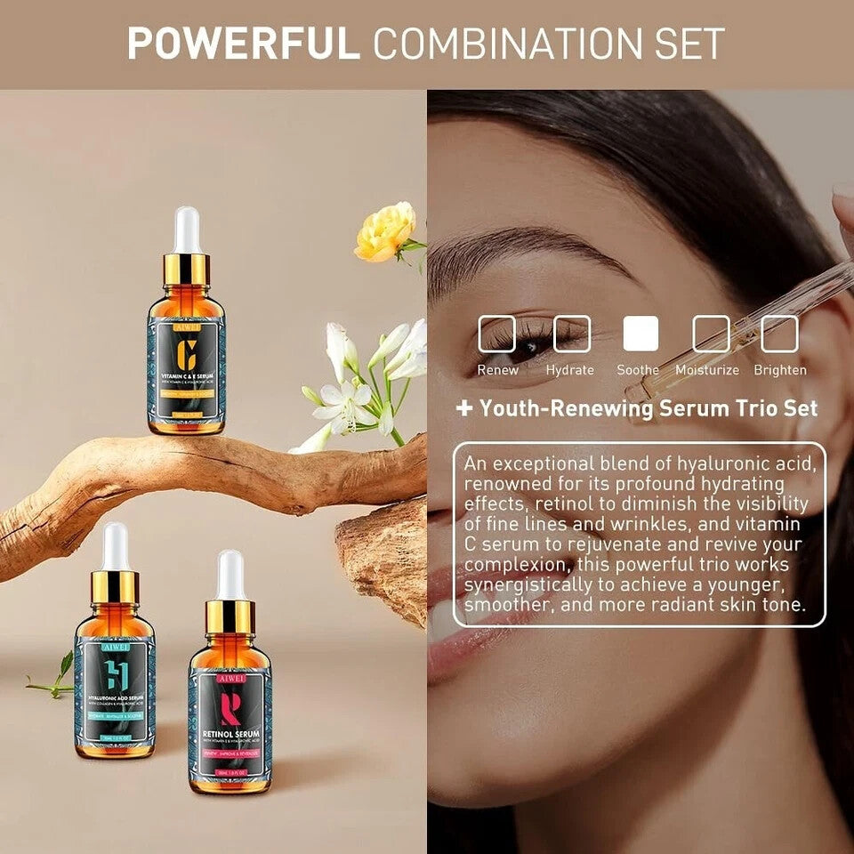 Set Completo de Serum Faciales – Vitamina C, Retinol y Ácido Hialurónico