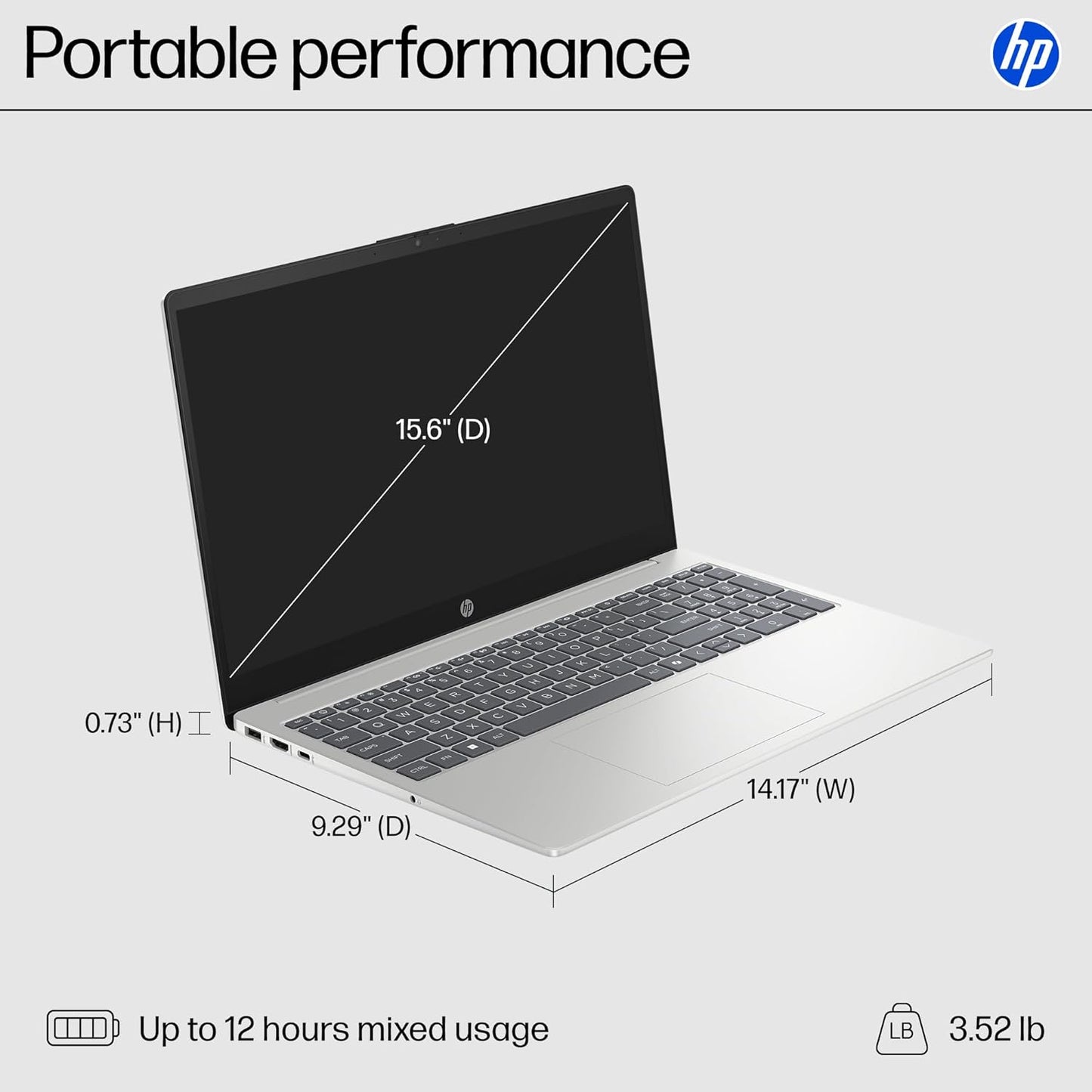 Notebook HP 15,6” Touchscreen, AMD Ryzen 3 7320U, 8GB RAM, 256GB SSD, Radeon Graphics, Windows 11 Home, Color Silver