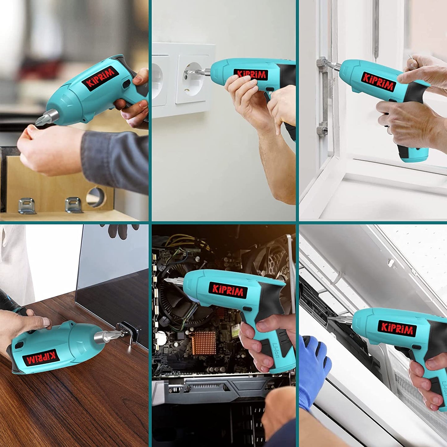 Destornillador Eléctrico Kiprim ES3 4V Recargable, Compacto e Inalámbrico, Luz LED Frontal, Indicador de Batería y 11 Accesorios – Azulv