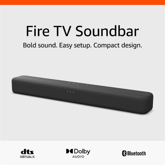 Fire TV Soundbar (Newest Model), 2.0 Speaker with DTS Virtual:X and Dolby Audio, Bluetooth Connectivity