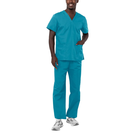 Conjunto de ropa médica unisex universal | Juego de ropa médica unisex con cordón | Color: Azul Teal