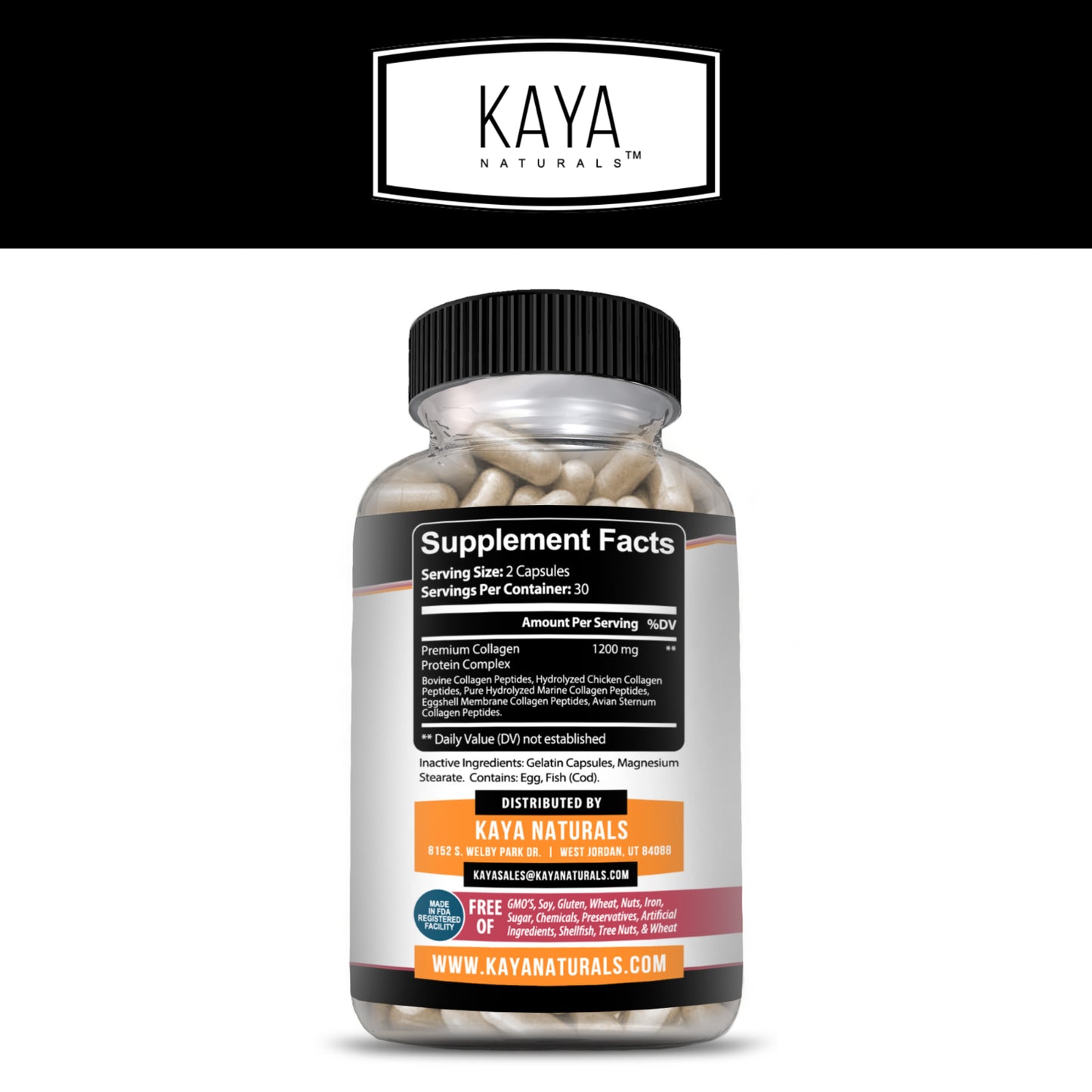 Kaya Collagen Peptides + Ácido Hialurónico – 1200 mg | Cápsulas
