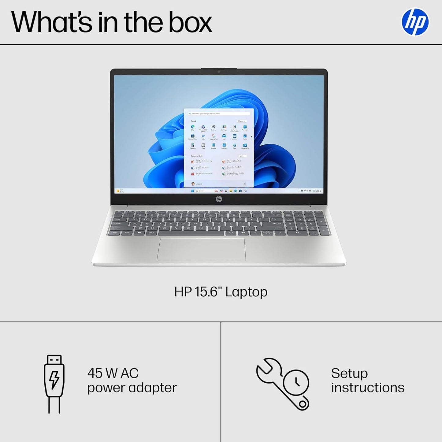 Notebook HP 15,6” Touchscreen, AMD Ryzen 3 7320U, 8GB RAM, 256GB SSD, Radeon Graphics, Windows 11 Home, Color Silver