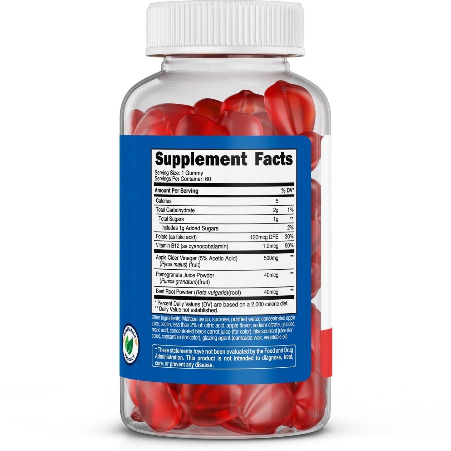 Nutricost Vinagre de Sidra de Manzana 500 mg | 60 Gomitas Sabor Manzana