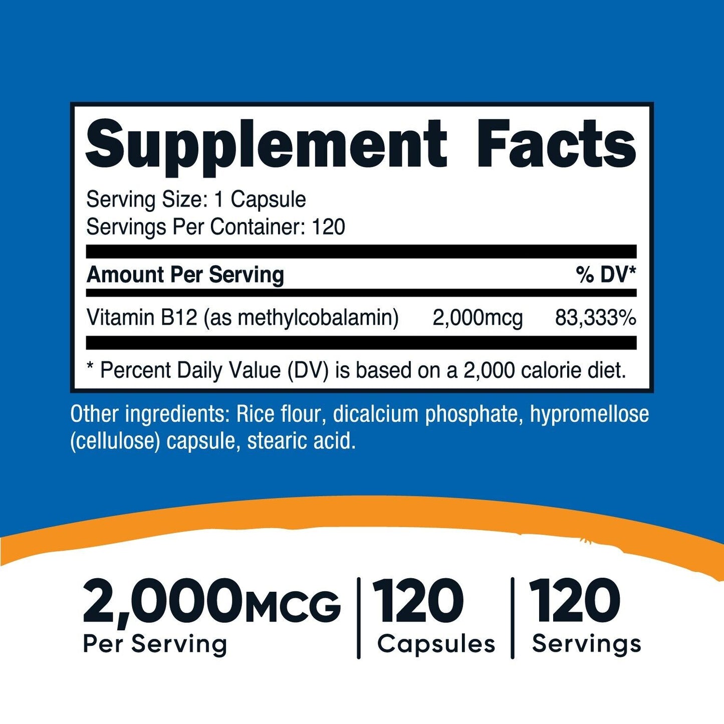 Nutricost Vitamina B12 (Metilcobalamina) 2000 mcg | 120 Cápsulas Vegetarianas