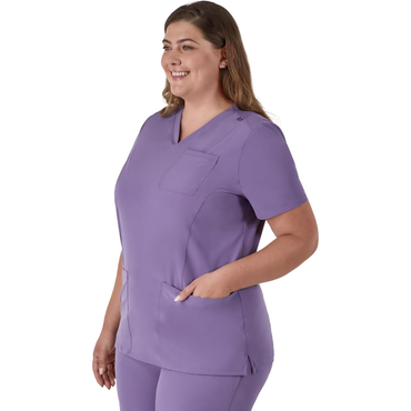 Chaquetilla para Mujer | Camisetas Sanitarias Elásticas | Absorbe la Humedad | Espalda estilizada | Color: Violeta