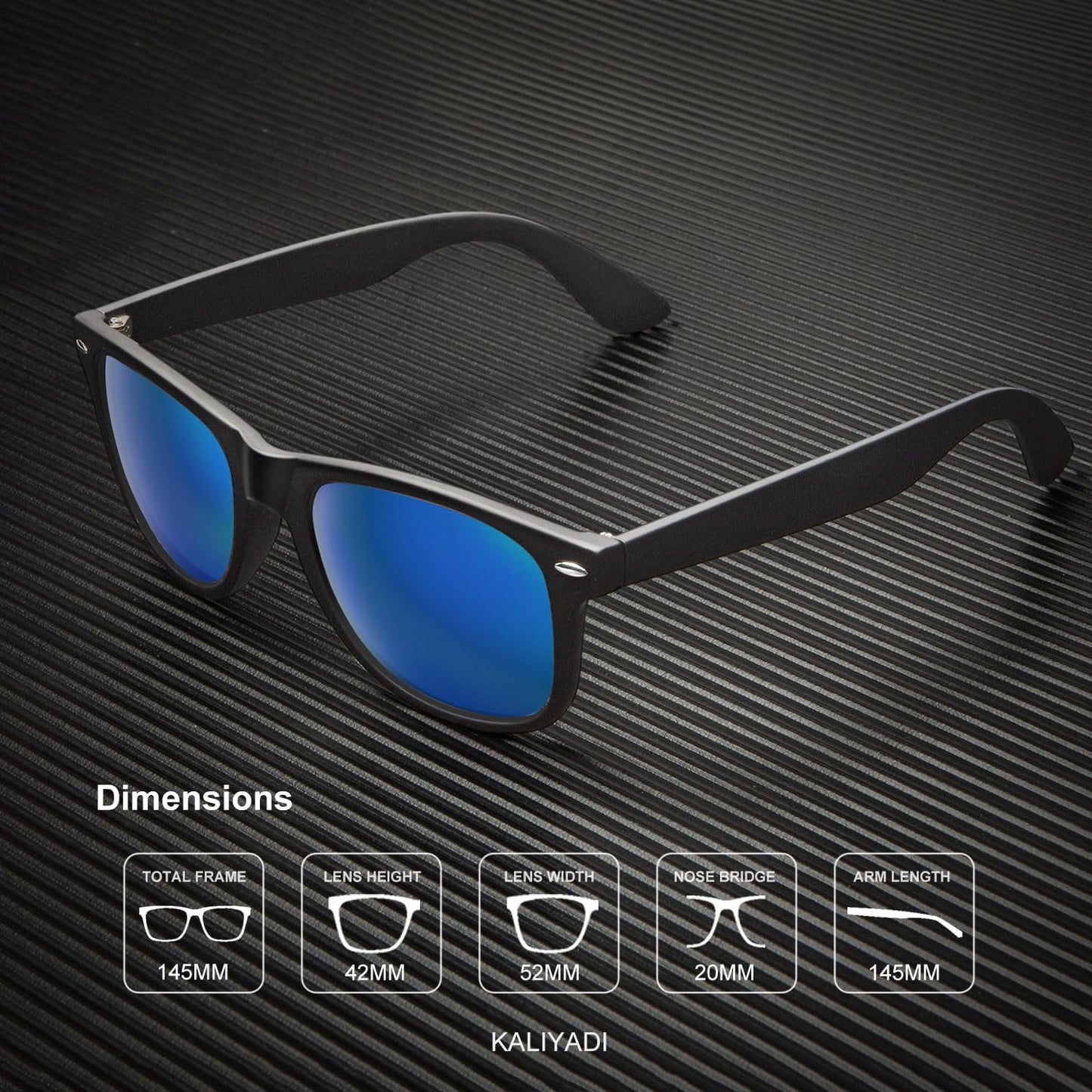KALIYADI - Lentes de sol polarizados unisex, acabado mate, lentes de espejo de color, bloqueo ultravioleta, paquete de 3 unidades