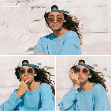 Trendy Oval Polarized Sunglasses for Women Men, Retro Fashion Shades UV400 Protection SJ1258