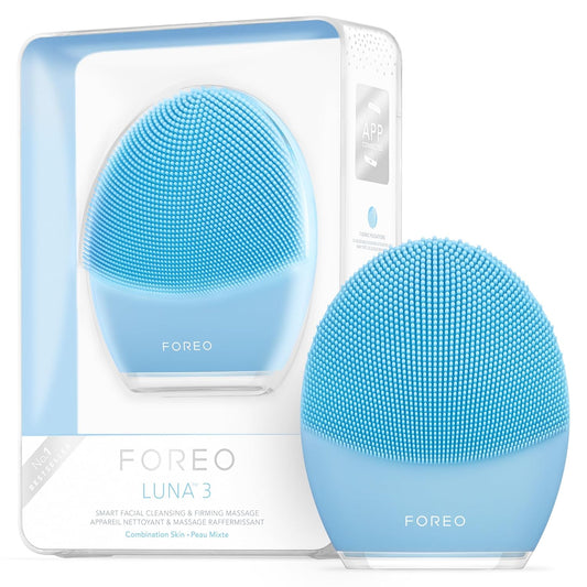 FOREO LUNA™ 3 — Cepillo Facial Sónico (Piel Mixta) Limpieza de nivel spa en 1 min | Masaje reafirmante T-Sonic vía app | Silicona ultra-higiénica | Resistente al agua | Batería recargable | 2 años de garantía