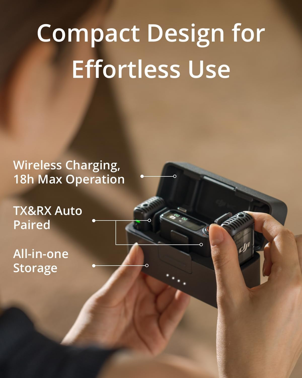 DJI Mic 2 (2 TX + 1 RX) Micrófono Inalámbrico con Cancelación Inteligente de Ruido