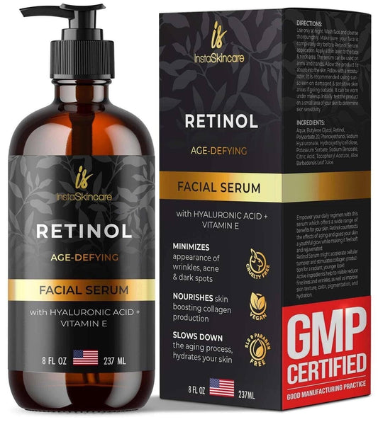 Serum de Retinol para Rostro con Ácido Hialurónico, Vit E y A, y Aloe Vera (8 Oz)