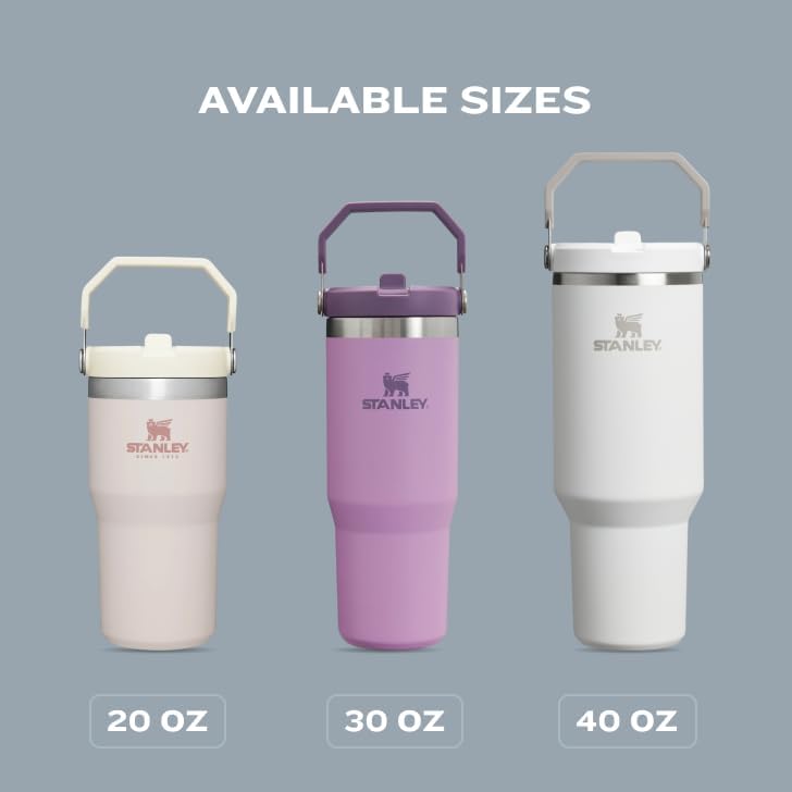 Iceflow Stainless Steel Tumbler with Straw - Vacuum Insulated Water Bottle for Home, Office or Car - Reusable Cup with Straw Leak Resistant Flip - Cold for 12 Hours or Iced for 2 Days (Cream)