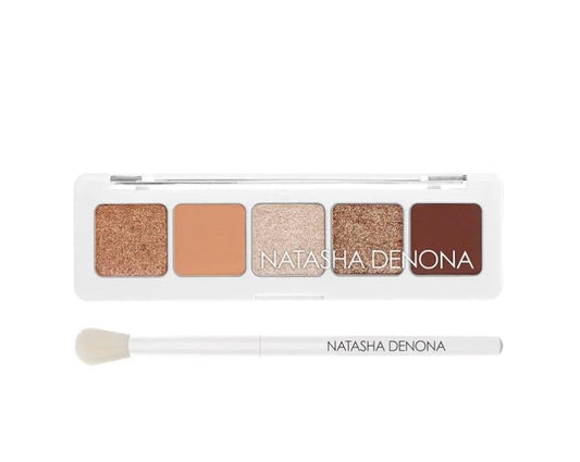 Natasha Denona Kit de paleta de sombras de ojos color nude, paleta de sombras de ojos + brocha redonda para mezclar sombras de ojos. Máscara de hoja coreana premium con colágeno