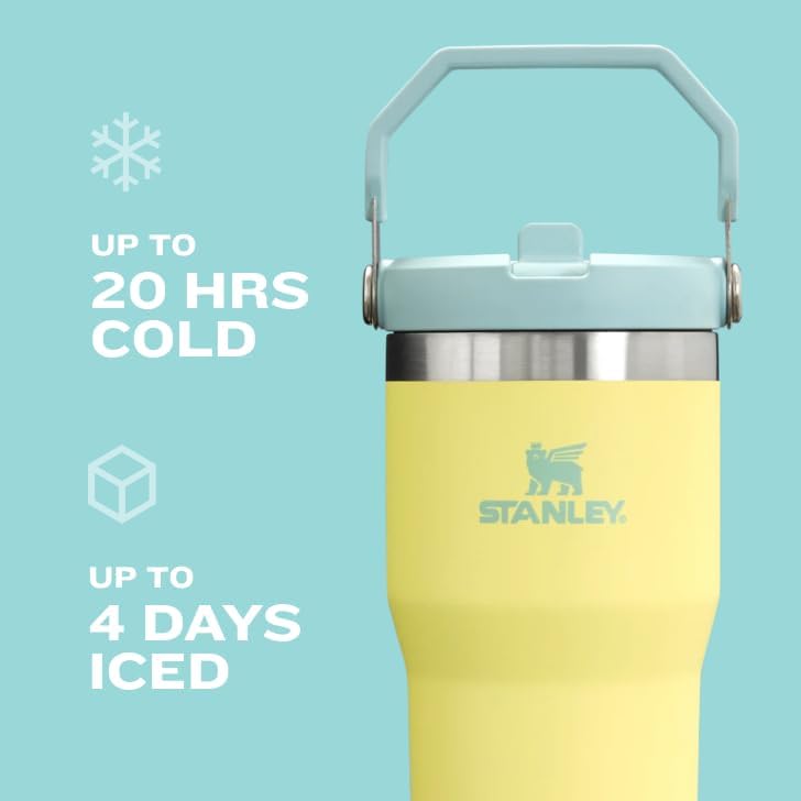 Iceflow Stainless Steel Tumbler with Straw - Vacuum Insulated Water Bottle for Home, Office or Car - Reusable Cup with Straw Leak Resistant Flip - Cold for 12 Hours or Iced for 2 Days (Cream)