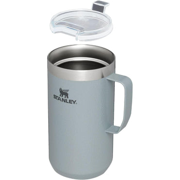 Stay-Hot Camp Mug 24 Oz | Press Fit Drink through Lid | Cup for Coffee, Tea and Drinks | Insulated Stainless Steel Coffee Mug | Bpa-Free | Hammertone Silver