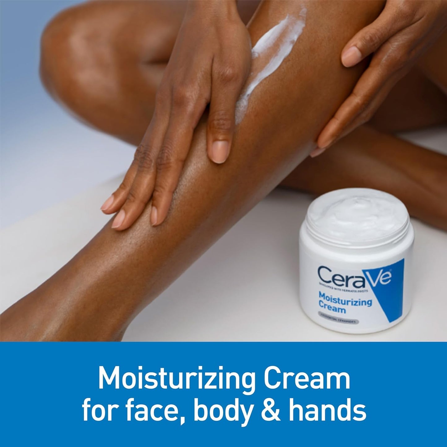 CeraVe Crema Hidratante | Rostro y Cuerpo – Ácido Hialurónico + 3 Ceramidas, 24 h Hidratación, Sin Fragancia, No Comedogénica, 19 oz