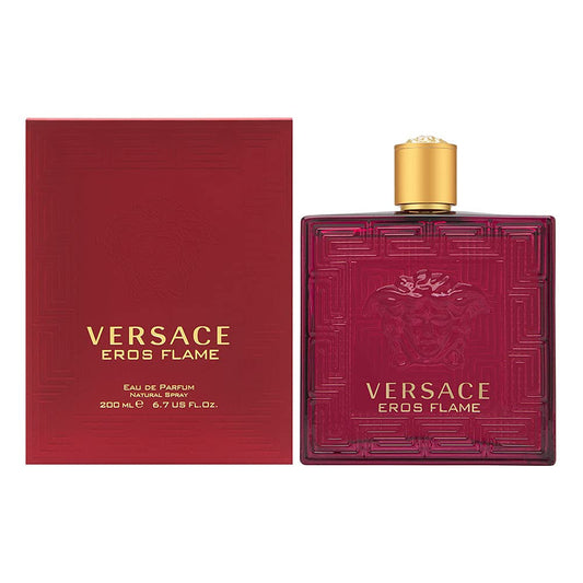 Versace Eros Flame Eau de Parfum Hombre | Perfume Masculino 200 ml (6.7 oz) – Fragancia Amaderada y Especiada, Intensa y Seductora