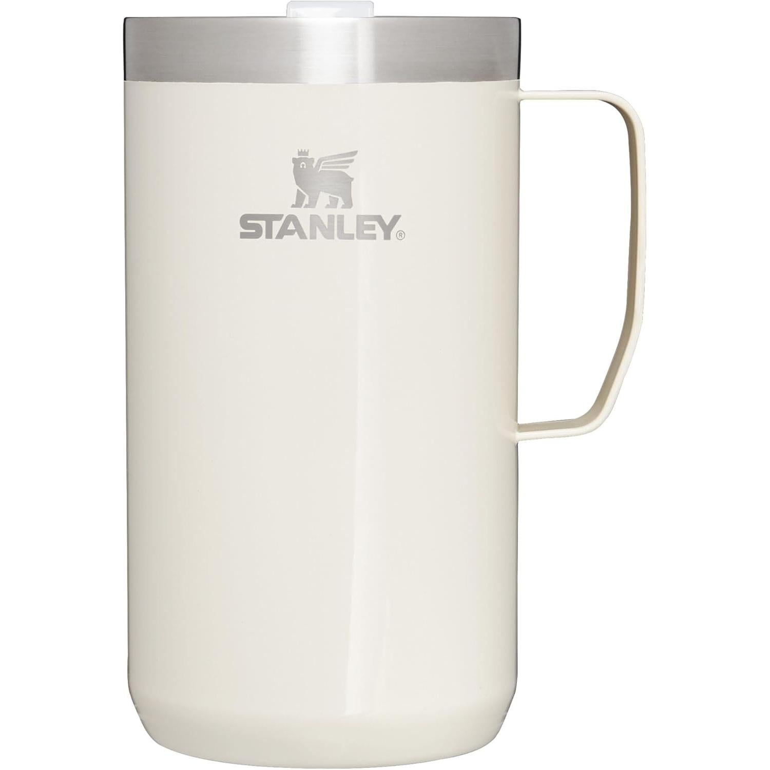 Stay-Hot Camp Mug 24 Oz | Press Fit Drink through Lid | Cup for Coffee, Tea and Drinks | Insulated Stainless Steel Coffee Mug | Bpa-Free | Hammertone Silver