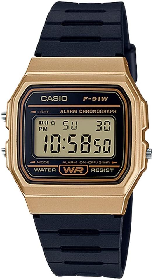 F91W Series | Digital Watch | Water Resistant | LED Light | 1/100 SEC Stopwatch | Regular Time Keeping (HR, Min, SEC, PM, Date, Day) | Daily Alarm | Lightweight | 7 Year Battery