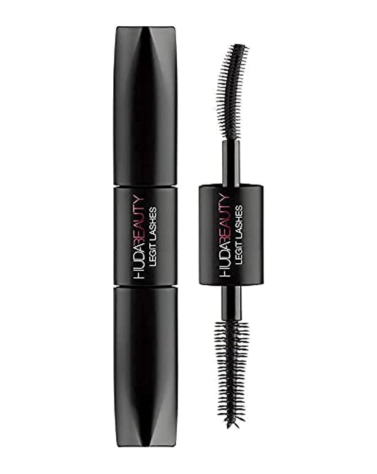 Huda Beauty Legit - Máscara de pestañas 2 en 1 (2 x 0.1 fl oz, 0.11 fl oz), color negro