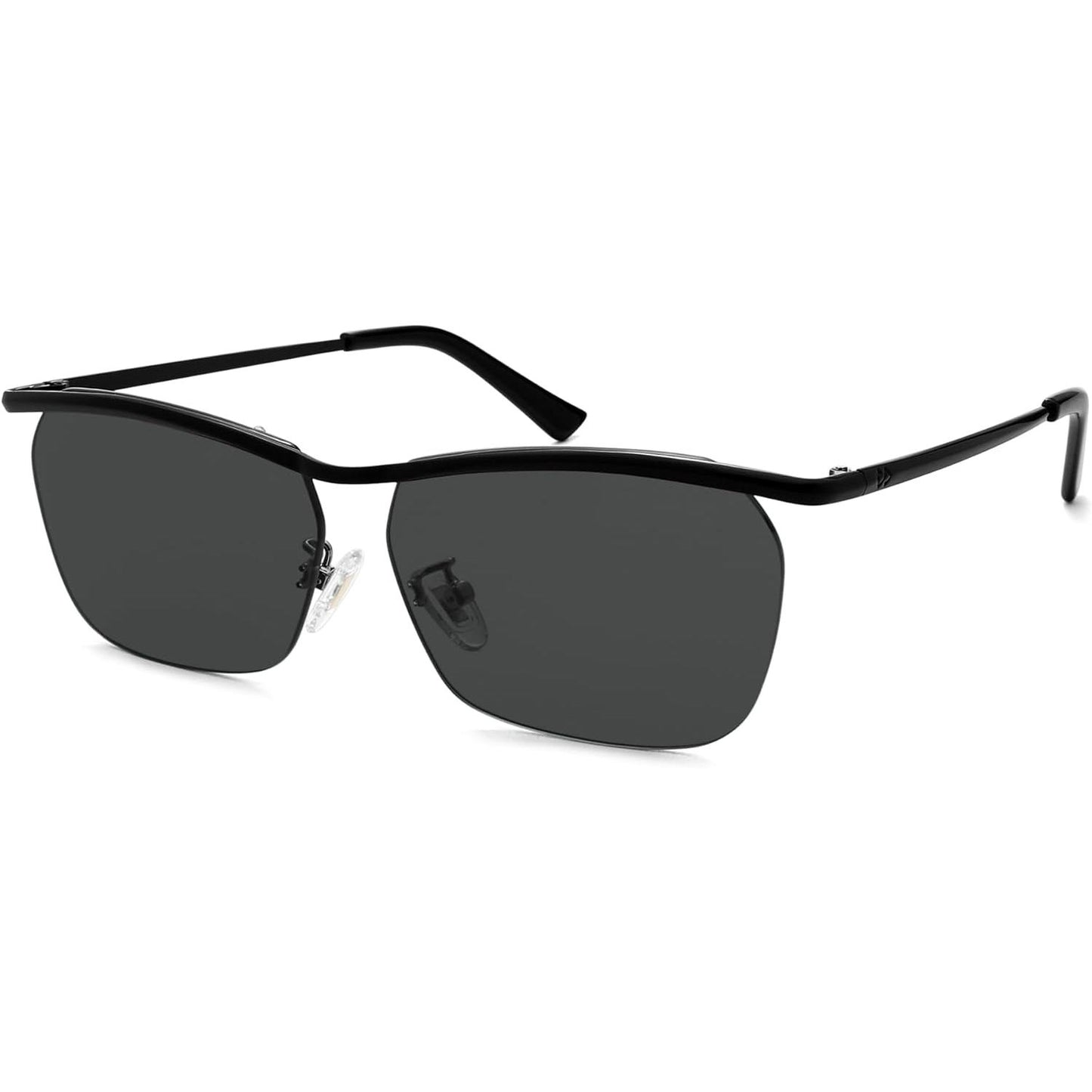 Trendy Rectangle Cat Eye Semi-Rimless Sunglasses Womens, Retro Fashion Vintage Shades UV400 Protection SJ1253