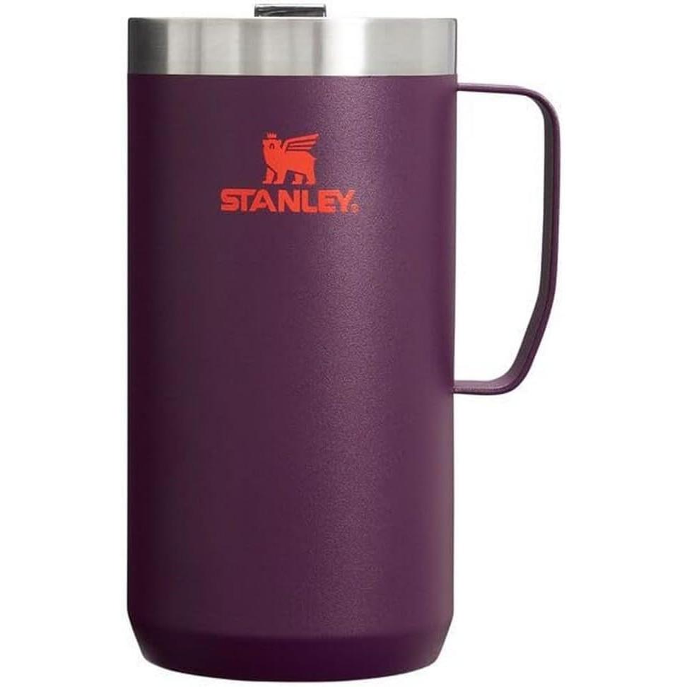 Stay-Hot Camp Mug 24 Oz | Press Fit Drink through Lid | Cup for Coffee, Tea and Drinks | Insulated Stainless Steel Coffee Mug | Bpa-Free | Hammertone Silver