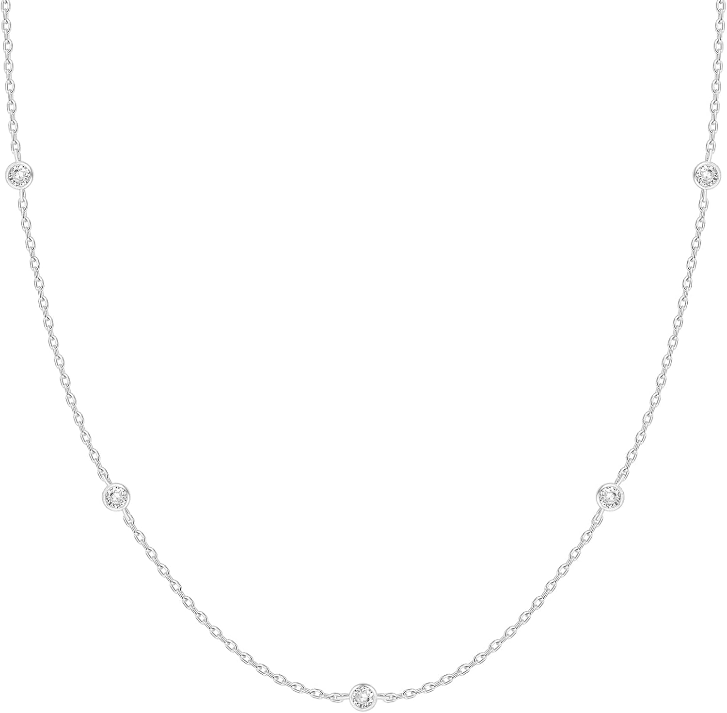 Collar de Estaciones para Mujer | Baño en Oro 14K | Cadena Fina con Circonitas Simuladas | Joyería de Moda para Capas y Looks Elegantes