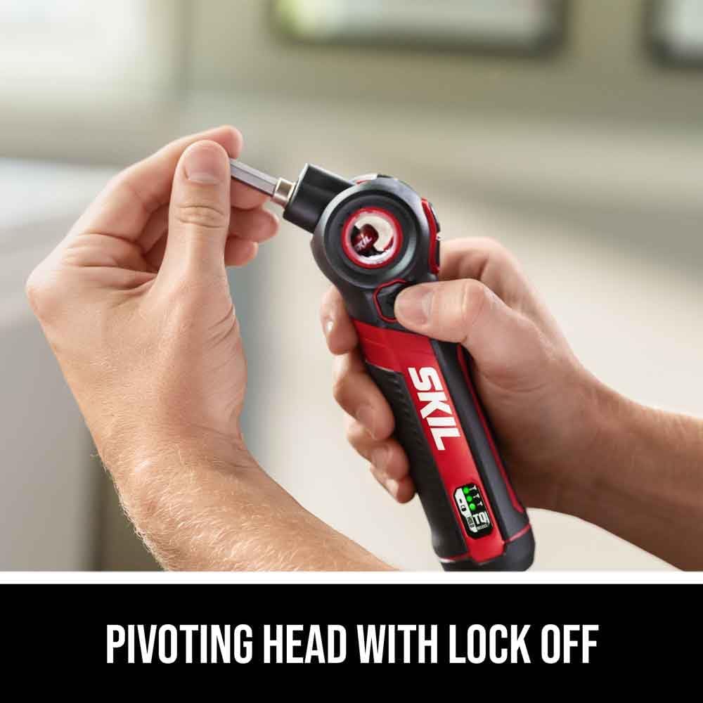 SKIL Twist 2.0 Destornillador Eléctrico Recargable 4V – Cabezal Pivotante, 3 Niveles de Torque, Luz LED, Carga USB-C, Set con 2 Puntas – SD5619-01