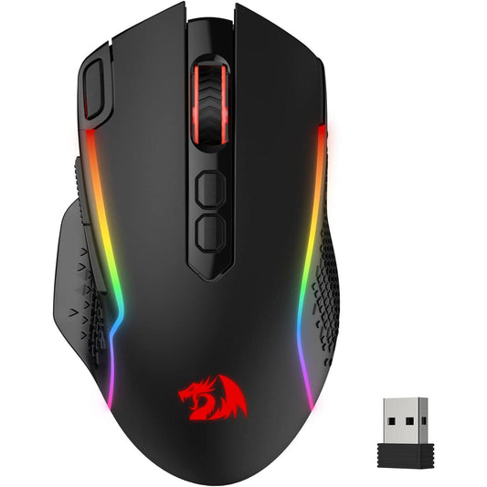 Redragon M810 Pro – Mouse Gaming Inalámbrico y Con Cable, 10,000 DPI, 8 Botones Macro, Rapid Fire, RGB