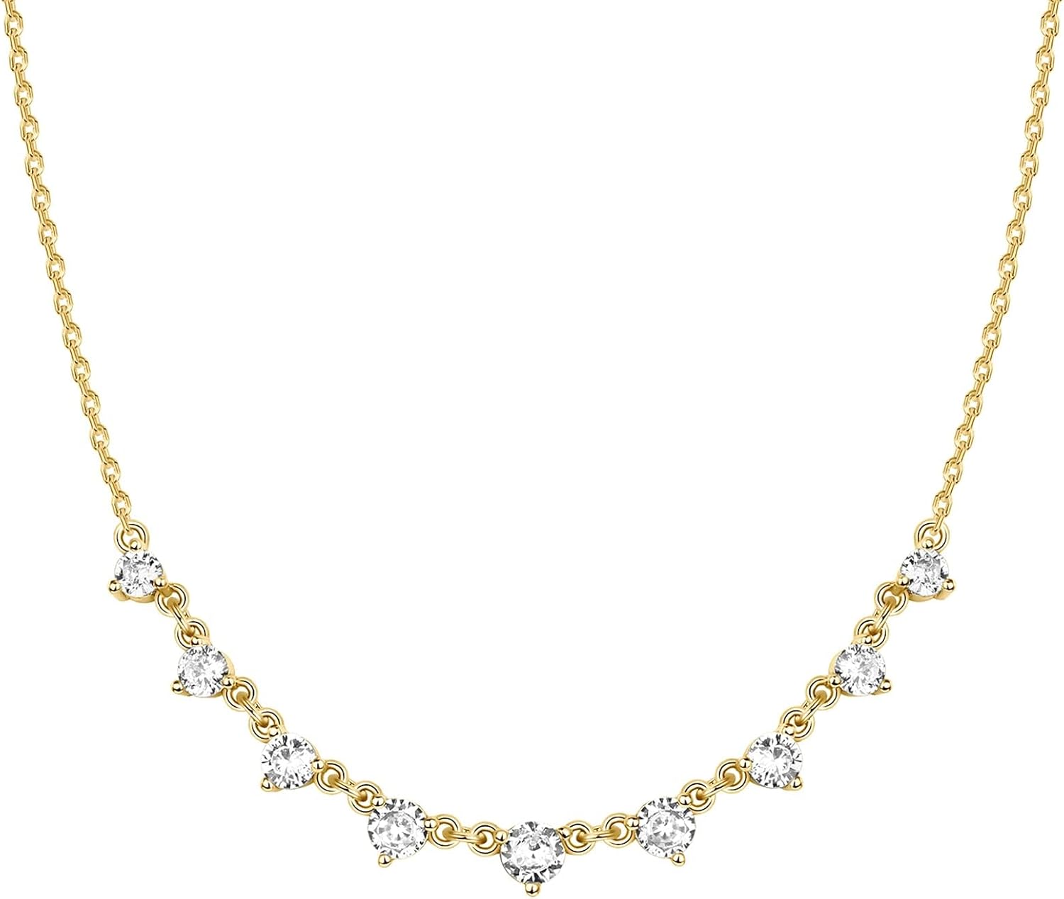 Collar de Estaciones para Mujer | Baño en Oro 14K | Cadena Fina con Circonitas Simuladas | Joyería de Moda para Capas y Looks Elegantes