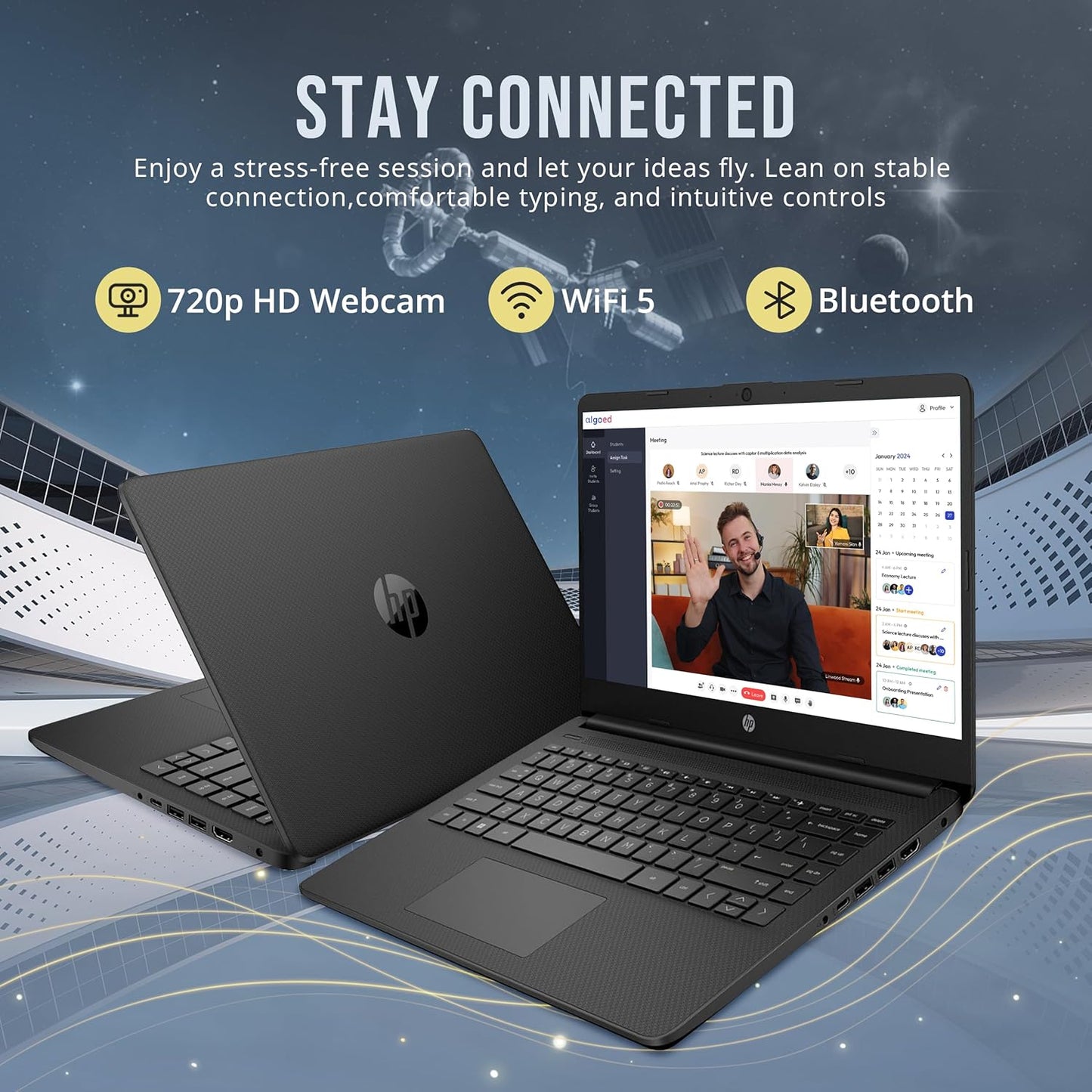 Notebook HP Stream 14” HD, Intel Celeron N4120, 8GB RAM, 416GB (128GB eMMC + Docking 256GB + MicroSD 32GB), UHD Graphics, Cámara 720p, Windows 11 S + Office 365, Negra