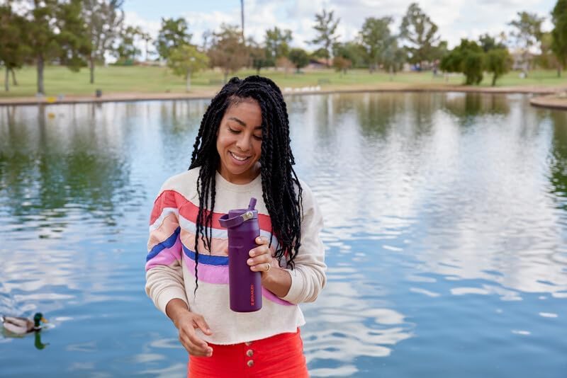 Iceflow Flip Straw 2.0 Water Bottle 36 Oz | Built-In Straw with Larger Opening | Lightweight and Leak Resistant | Insulated Stainless Steel | Bpa-Free | Rose Quartz