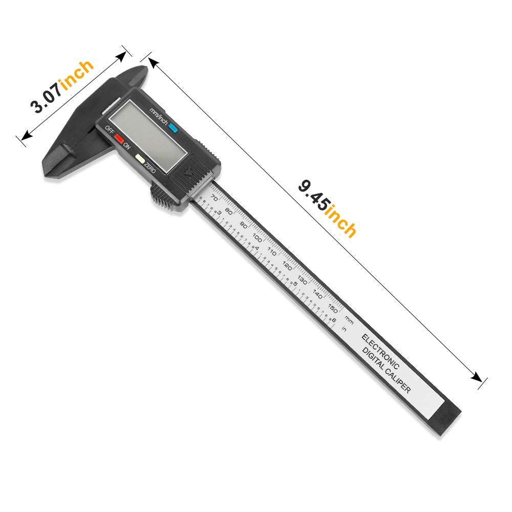 Calibrador Digital 0-150mm / 6” con Pantalla LCD Grande, Auto-Apagado, Conversión Pulgadas-Milímetros y 4 Modos de Medición – Herramienta Precisa para Hogar, Carpintería, Joyería y Proyectos DIY