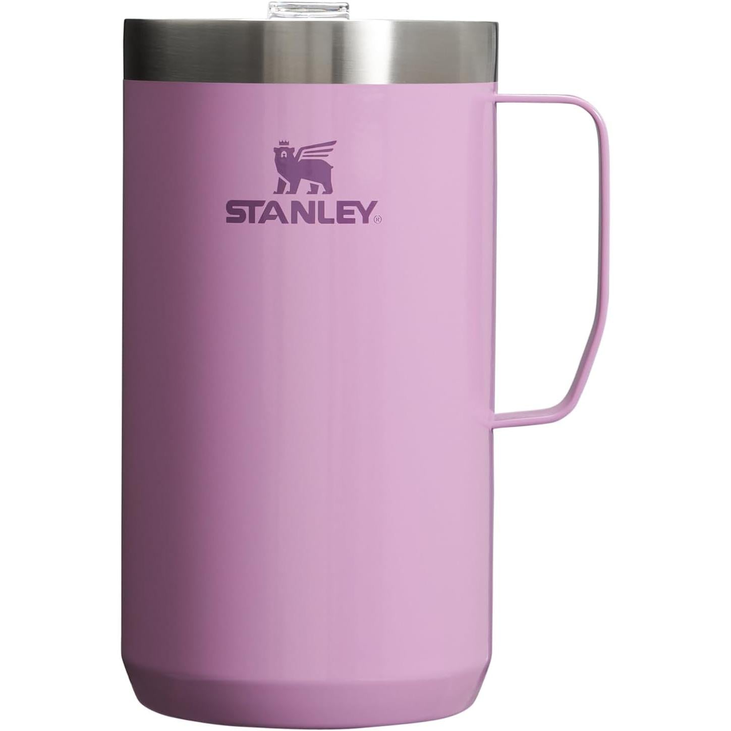 Stay-Hot Camp Mug 24 Oz | Press Fit Drink through Lid | Cup for Coffee, Tea and Drinks | Insulated Stainless Steel Coffee Mug | Bpa-Free | Hammertone Silver