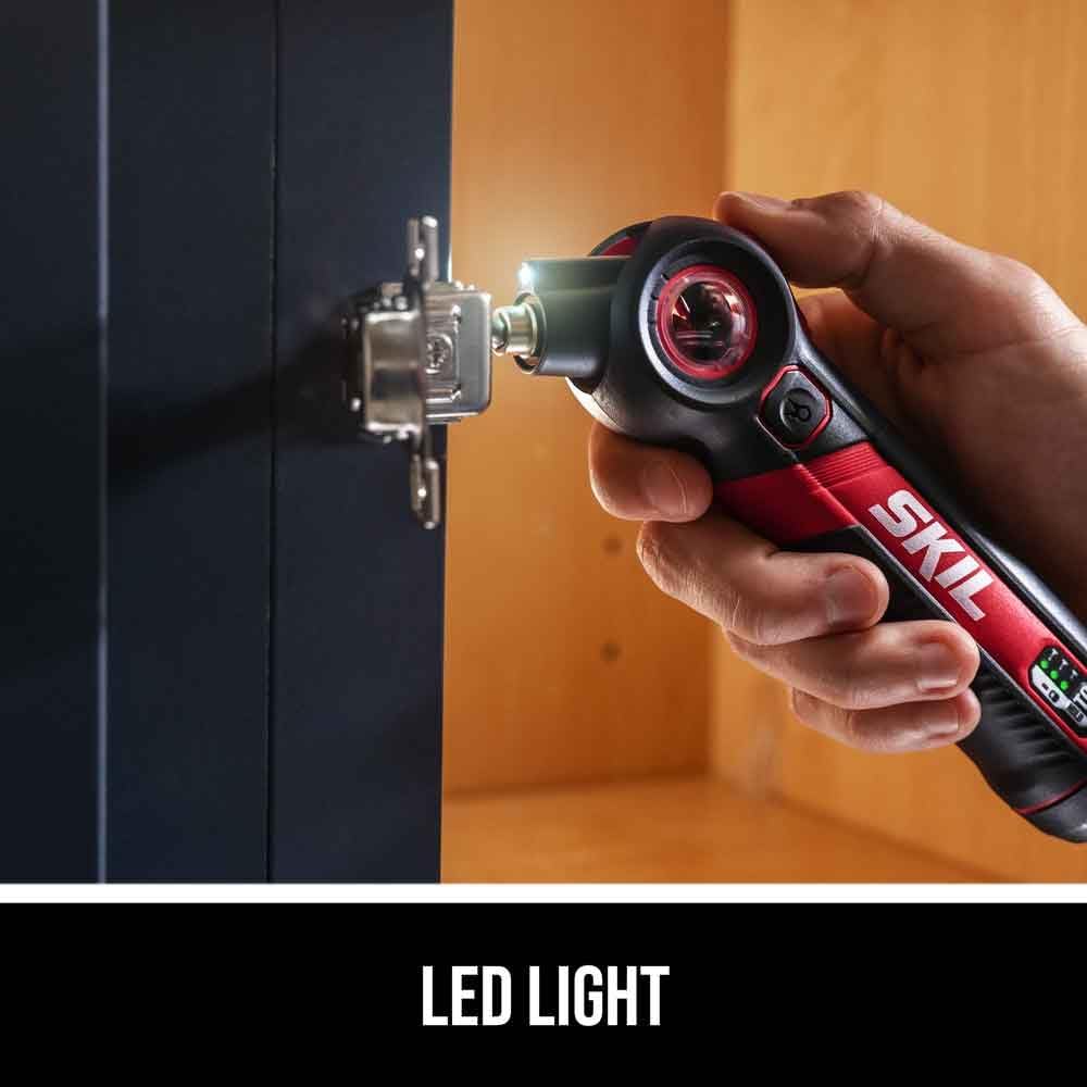 SKIL Twist 2.0 Destornillador Eléctrico Recargable 4V – Cabezal Pivotante, 3 Niveles de Torque, Luz LED, Carga USB-C, Set con 2 Puntas – SD5619-01