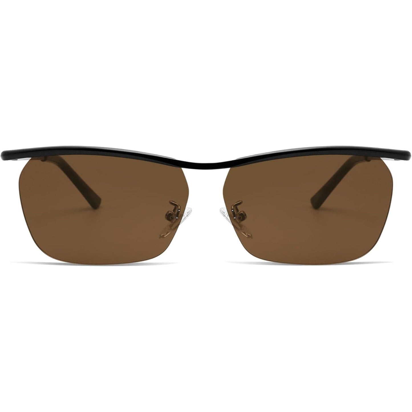 Trendy Rectangle Cat Eye Semi-Rimless Sunglasses Womens, Retro Fashion Vintage Shades UV400 Protection SJ1253