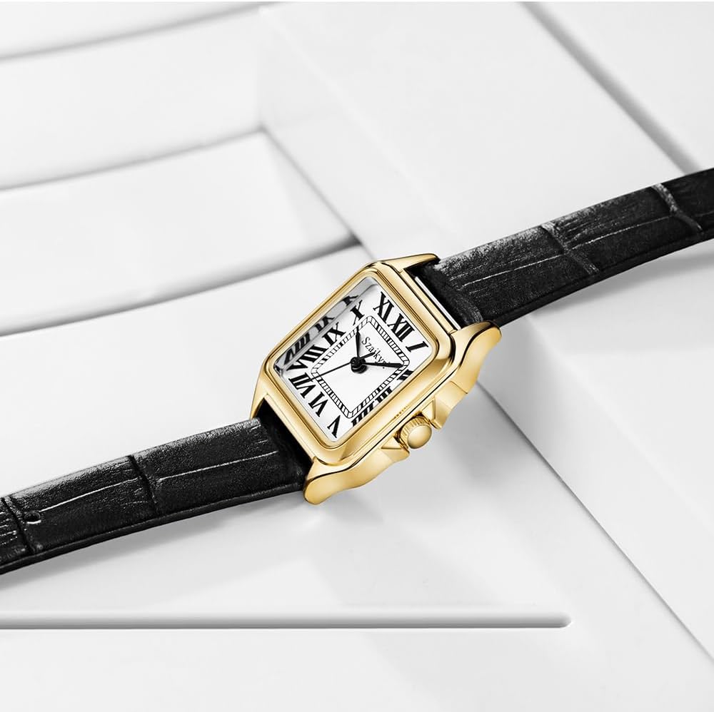 Reloj para Mujer Cuadrado 25 mm | Números Romanos | Movimiento Japonés | Correa de Acero o Cuero | Resistente al Agua (uso diario)