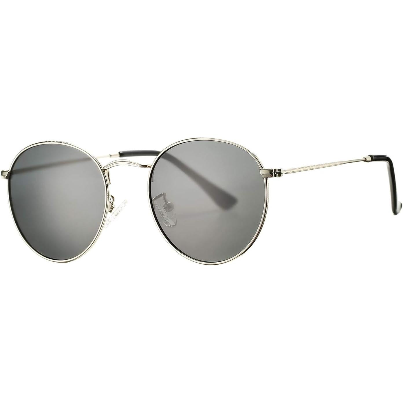 Anteojos de Sol Redondos Polarizados de Metal – Estilo Retro de Diseñador para Mujer, Protección UV400