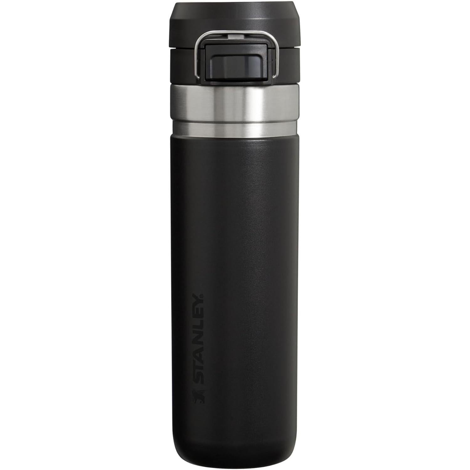 Quick Flip GO Water Bottle 24 Oz | Push Button Lid | Leakproof and Packable for Travel and Sports | Insulated Stainless Steel | Bpa-Free | Charcoal