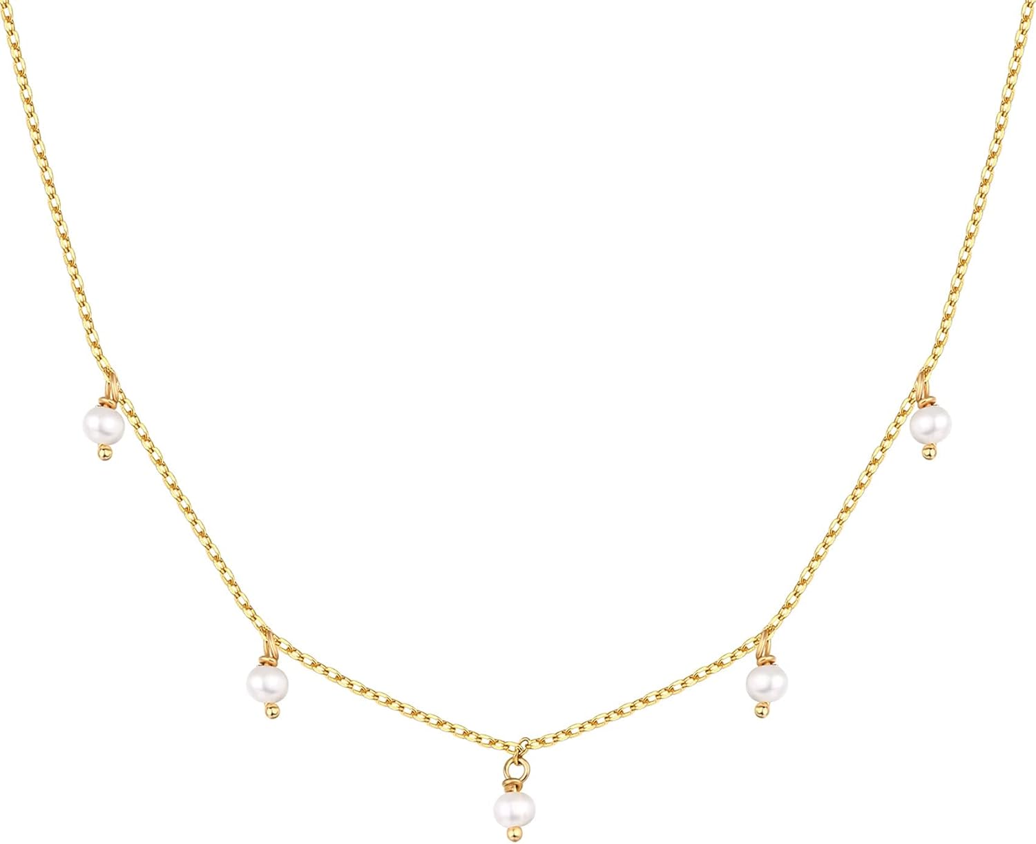 Collar de Estaciones para Mujer | Baño en Oro 14K | Cadena Fina con Circonitas Simuladas | Joyería de Moda para Capas y Looks Elegantes