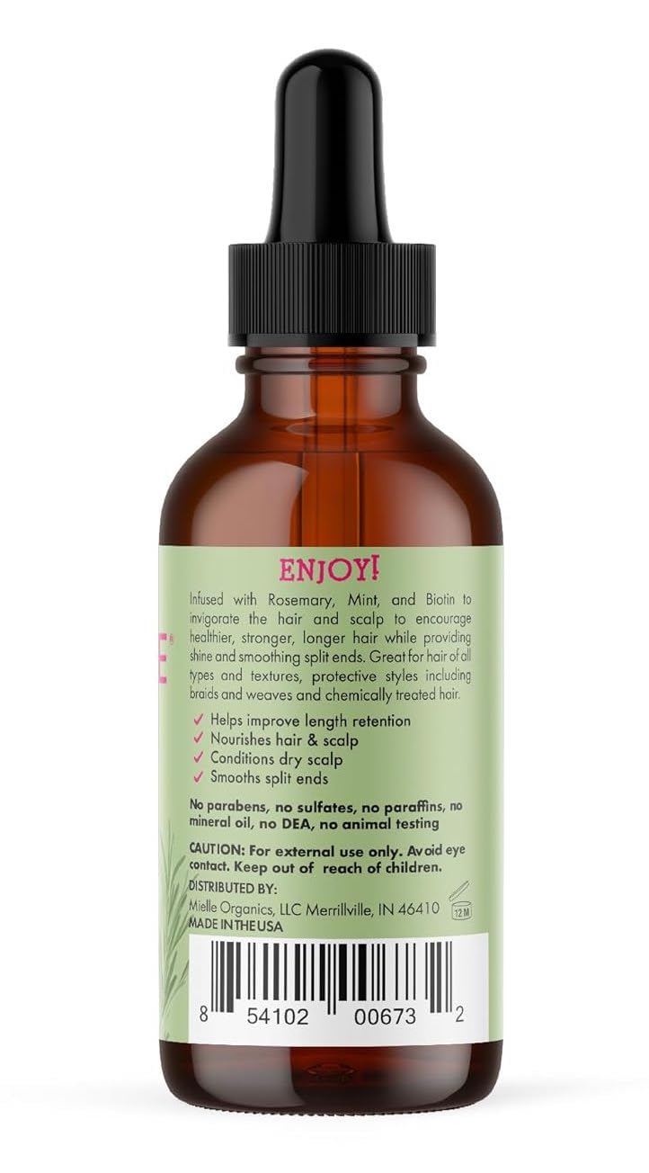 Rosemary & Mint Hair Oil | Tratamiento para Cuero Cabelludo Seco y Puntas Abiertas | Con Biotina + Aceites de Romero, Menta, Ricino, Árbol de Té, Jojoba y Coco | Fortalece, Calma e Hidrata | Apto Todo Tipo de Cabello | 59 ml