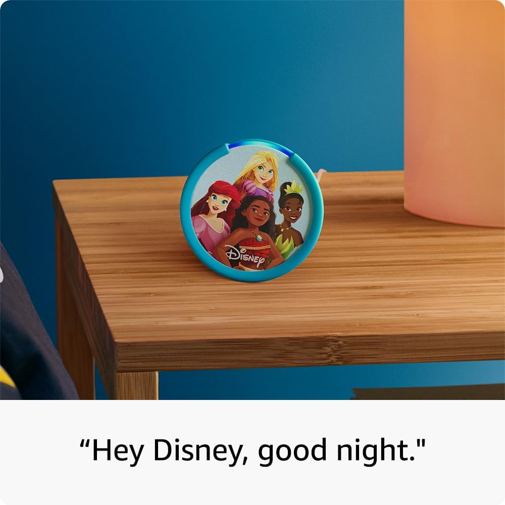 Echo Pop Kids (Modelo más reciente) – Altavoz inteligente para niños con Alexa, fundas Disney Princess y Marvel’s Avengers, control parental, 6 meses de Amazon Kids+