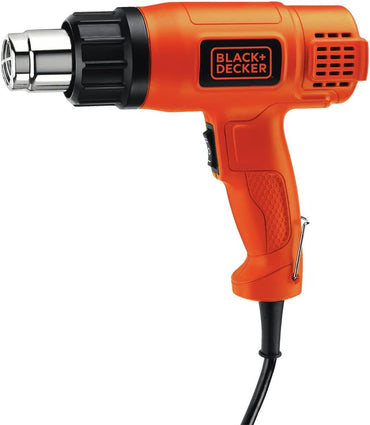 Pistola de Calor BLACK+DECKER 1350W, Doble Temperatura (750°F & 1000°F), Compacta con Soporte Integrado y Mango Lateral – Incluye Boquilla Protectora de Vidrio (HG1300)