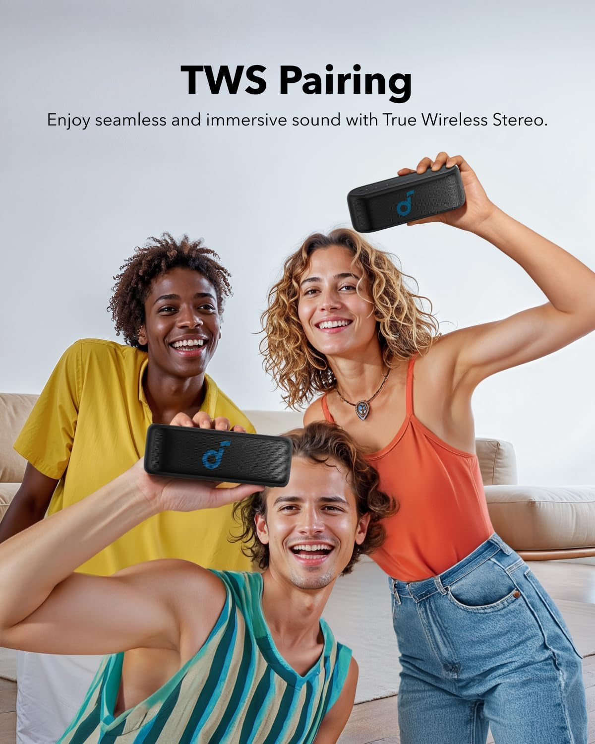 Soundcore Select 2S – Bocina Bluetooth Portátil (20W), BassUp, 16 h de batería, IPX7, Emparejamiento Estéreo, Bluetooth 5.3 – Ideal para casa, ducha y exteriores