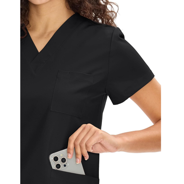 Chaquetilla para Mujer | Camisetas Sanitarias Elásticas | Absorbe la Humedad | Espalda estilizada | Color: Negro