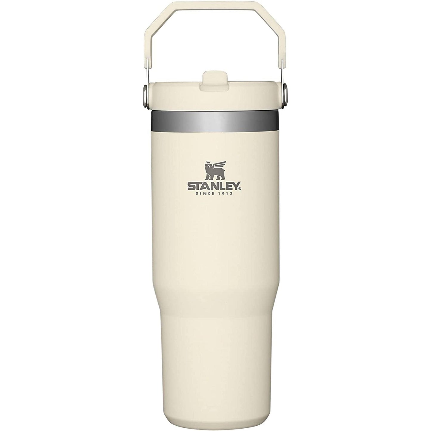Iceflow Stainless Steel Tumbler with Straw - Vacuum Insulated Water Bottle for Home, Office or Car - Reusable Cup with Straw Leak Resistant Flip - Cold for 12 Hours or Iced for 2 Days (Cream)